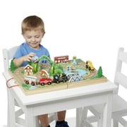 Melissa & Doug 17-Piece Wooden Take-Along Tabletop Railroad and Trains, for Kids and Toddlers 3+
