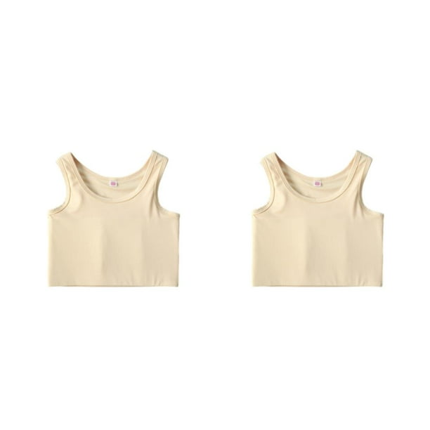 Qarigey Chaleco corto para mujer Camisetas sin mangas Ropa interior Sin mangas Sin costura Tamaño S-5XL Jersey transpirable Sujetador delgado Color de piel/S 2Conjunto