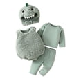 thumbnail image 3 of HAYIMI Baby Dinosaur 4 Piece Outfit Sets Sleeveless Romper Hat Long Sleeve Tee And Pants Cute Animal For Boys Girls Clothes Sets, 3 of 8