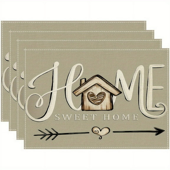 4pcs Rustic Farmhouse Placemats Table Mats Durable Washable Rustic Linen Vintage Placemats for Home Dinner Party Camping Wedding Table Decoration 12 x 18 Inch