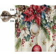 thumbnail image 5 of Christmas Kitchen Curtains and Valances Set, Rod Pocket Curtains Tier Farmhouse Window Curtains 24 Inch Length, Xmas Ball Poinsettia Berry Pine Needle Retro 3 Piece Kitchen Curtains Set, 5 of 6