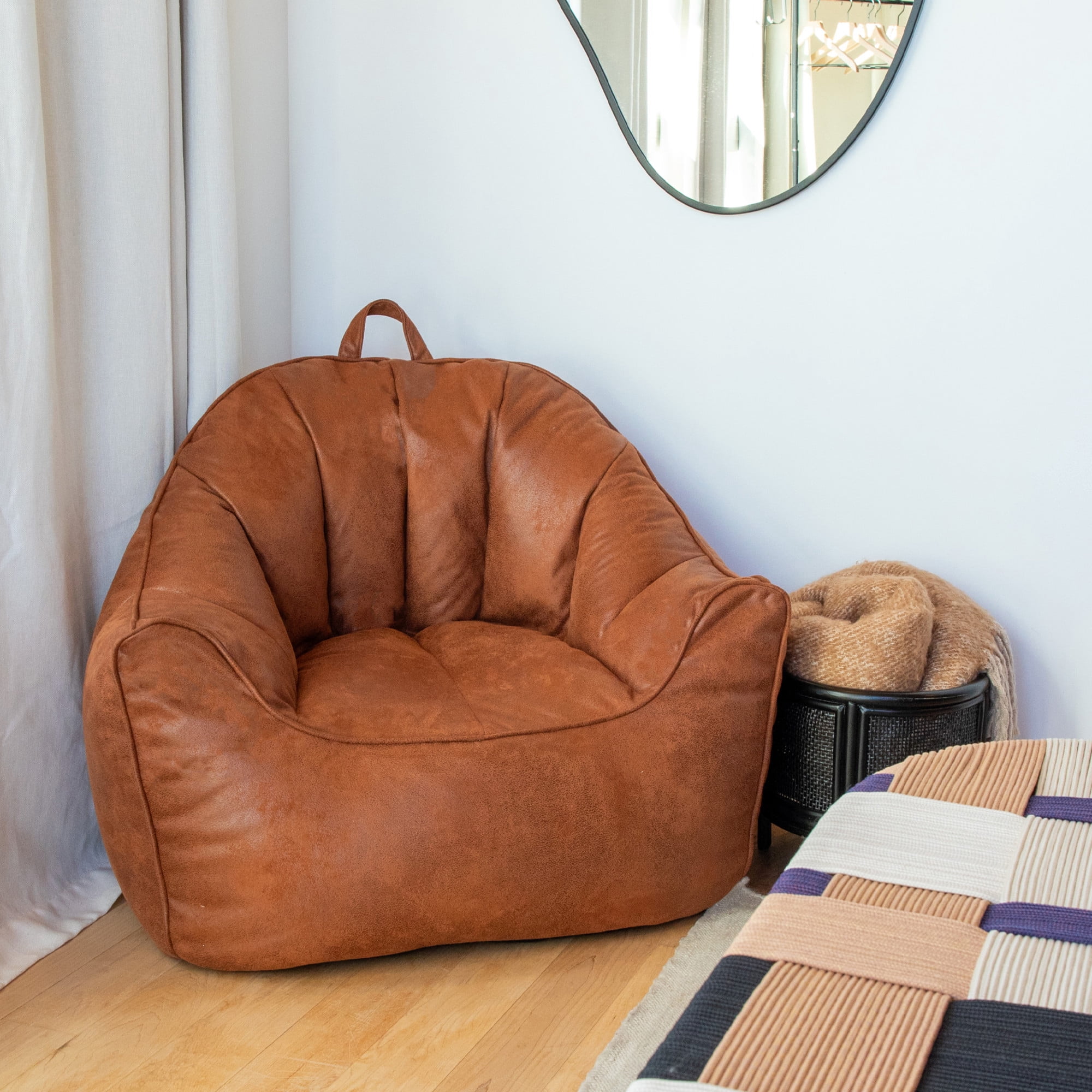Big Joe Hug Bean Bag Chair, Tan, Vegan Suede, Kids/Teens, 3 feet