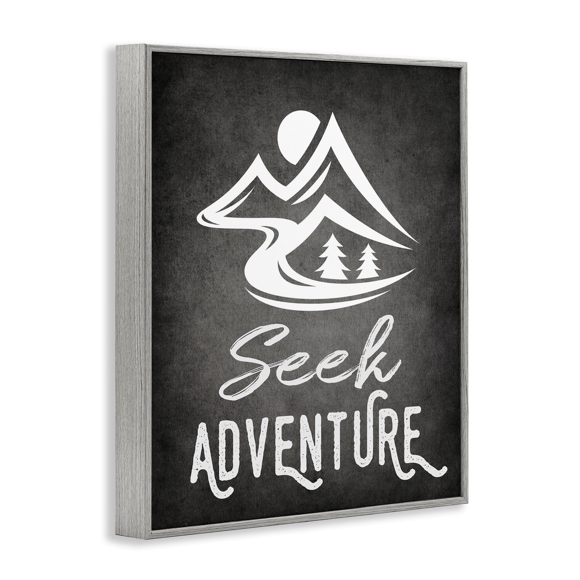 Stupell Industries Seek Adventure Phrase Typography Painting Gray Framed Art Print Wall Art, 16 x 20