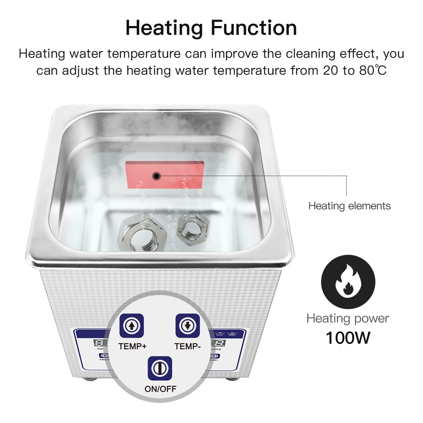 Ultrasonic Cleaner 2L 50W With Digital Display 40kHz Heating Timing SUS 304 Tank Basket Ultrasonic Bath Cleaning Tool ,Strong Cleaning