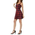 thumbnail image 4 of INSPIRE CHIC Women's Plaid Check Strap Zipper Front Sleeveless Dress S Red Blue, 4 of 6