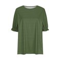 thumbnail image 3 of iHengLiXing Spring Tops for Womens Dressy Casual Fashion Women's Casual Large Size Round- Neck Short Solid T-shirt Top Blouse Green XXXXL, 3 of 4