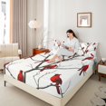thumbnail image 4 of Castle Fairy Teens Cardinal Bird 3pcs Twin Sheet Sets,Merry Christmas Twin Fitted Sheet,Festival Xmas Breathable Flat Sheet,Ultra Soft Home Decor, 4 of 7