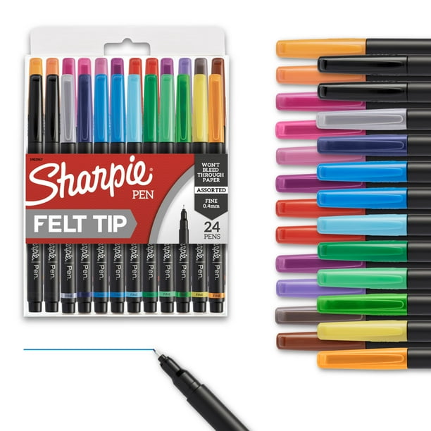 Rotuladores Sharpie Fine Point de 0,4 mm, colores surtidos, 24 unidades