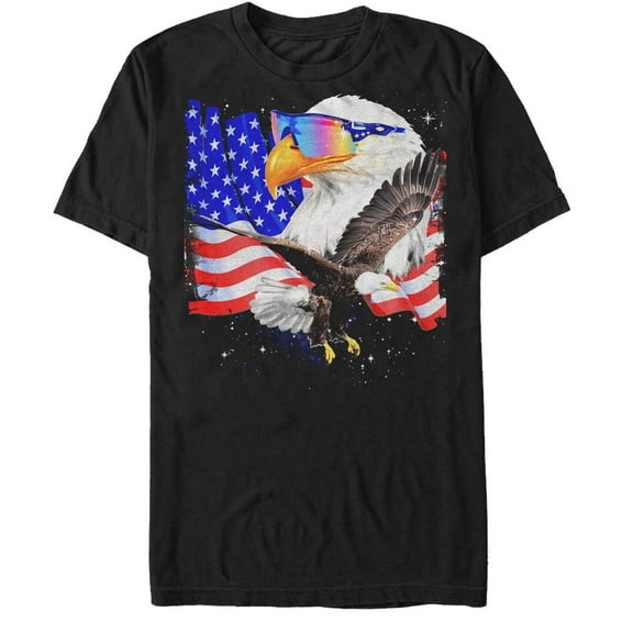 Men's Lost Gods Fourth of July  American Eagle Soar  Graphic Tee Black 4X Large