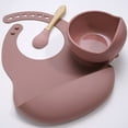 thumbnail image 7 of BPA Free Baby Silicone Tableware Waterproof Bib Flexible Saliva Towel Solid Color Sucker Bowl And Spoon for Children (muted), 7 of 7