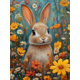 thumbnail image 1 of Qisvanset 12x16 Inch Wildflower Bunny Canvas Wall Art, Colorful Spring Rabbit Easter Nature Home Decor, 1 of 8