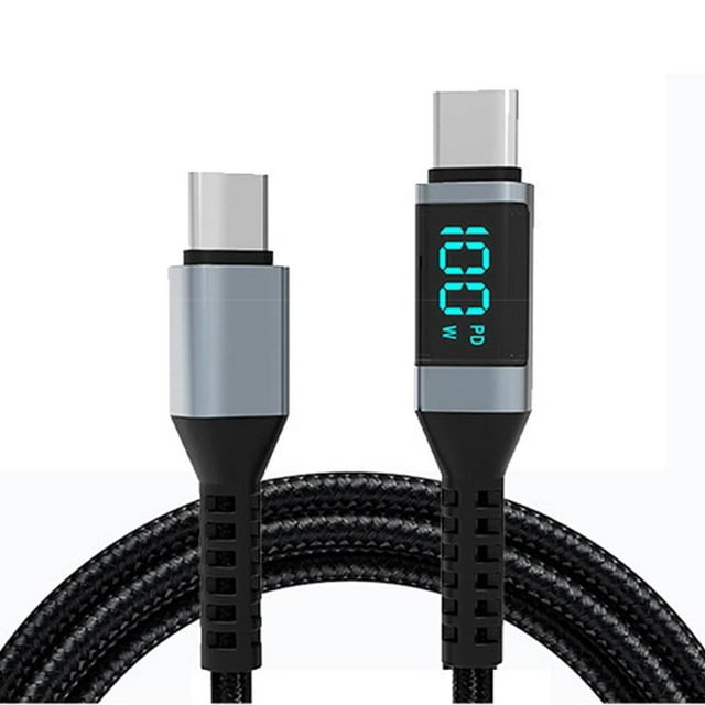 Cable USB de carga ultrarrápida de tipo C a tipo C de 100 W y 2 metros con conector de pantalla TQEHS