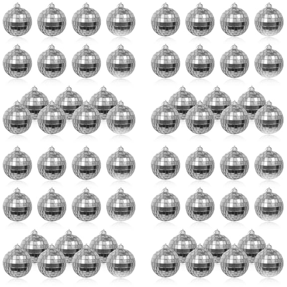 60Pcs Small Mirror Disco Ball 3cm 1.18in Diameter, Christmas Ball Ornaments, Cake Party Stage Decoration Ball, Disco Mirror Reflective Ball (Silver)