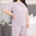 thumbnail image 6 of Aezemi Women Plus Size Sleep Set 2 Piece Fashion Short Sleeve Tops Shorts Summer Spring Home Comfy Casual Pajama Sets for Women XXL, 6 of 9