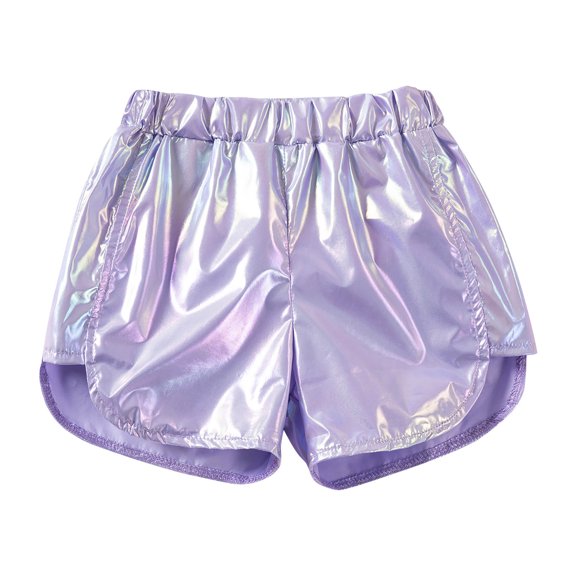 CPNG Toddler Baby Girls Shiny Shorts Metallic Athletic Shorts Summer Elastic Waist Casual Dance Running Sports Shorts