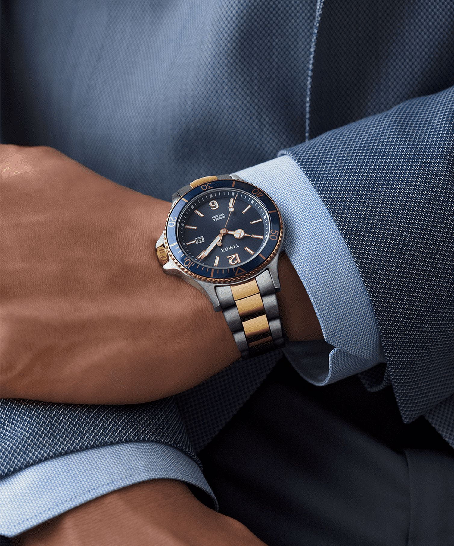AVANT TOI 225SD2701JCVLRV01086 関税送料込 Timex Men's Harborside Two-Tone/Blue 42mm Dress Watch