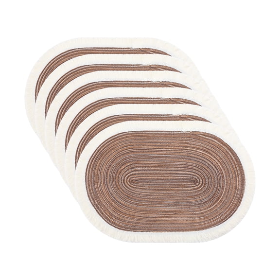 Farmhouse Placemats Set of 6 Woven Placemats for Dining Table Decor Indoor Outdoor Kitchen Table Mat Wipe Clean Brown 17.7x11.8inch