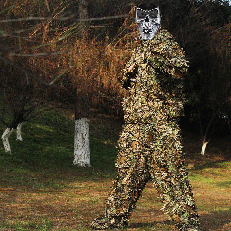 Details about   3D Tactical Ghillie Suit Camouflage Leaves Forest Hunting Camo Jacket&Pants Set 
