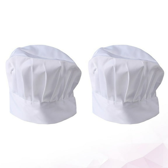 ELAYARD 2Pcs Lightweight White Catering Cap Adjustable Breathable Chef Hat for Food Baking