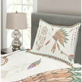 thumbnail image 3 of Ambesonne Feather Quilted Bedspread Set 2 Pcs, Tribal Chief Headdress, Twin Size, Dark Coral Sand Brown, 3 of 4