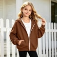 thumbnail image 5 of Girls Solid Full Zip Hoodie Sweatshirt Casual Lightweight Everyday wear for Kids 4-15Years, 5 of 5