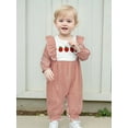 thumbnail image 6 of Rovasas Baby Girls Romper Apple/Duck Embroidery Striped Long Sleeve Jumpsuits, 6 of 9