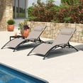 thumbnail image 3 of PURPLE LEAF Patio Oversize Chaise Lounge Chair Set with 2 Side Table Outdoor Pool Adjustable Recliner Chairs for Outdoor Beach Poolside Sunbathing Tanning Lounger，Beige, 3 of 8