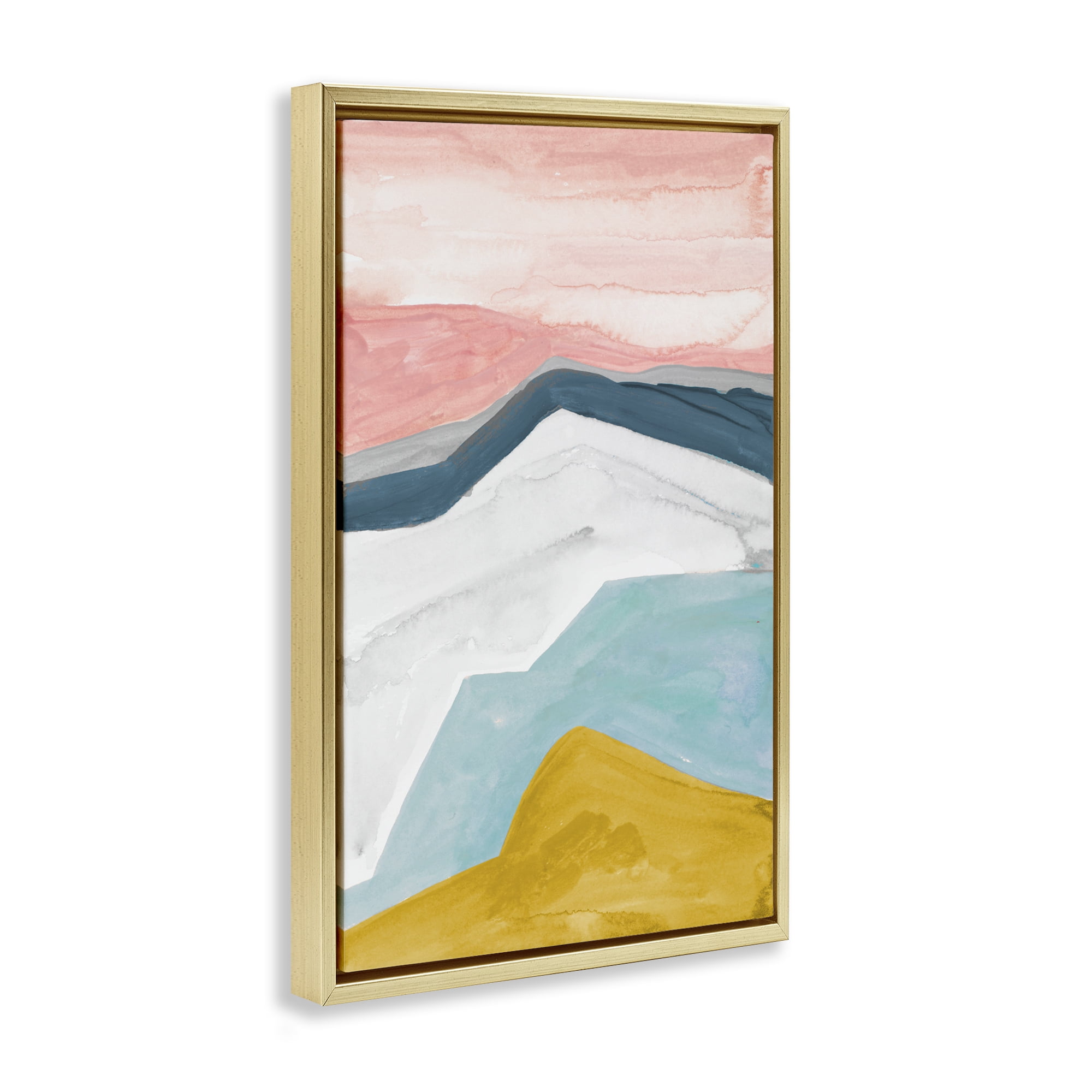 Stupell Industries Pastel Geometric Mountains Gold Framed Floater Canvas Wall Art, design by B. Danelle