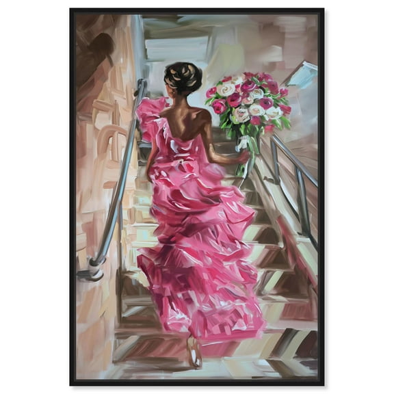 Steps to a Pink Dream Canvas Ebony Portrait Art by Art Remedy, Black Frame, 10" x 15"