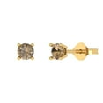 thumbnail image 2 of 0.5 Ct Round Cut Studs Champagne Crystal 18K Yellow Solid Gold Everyday Dainty Earrings Push Back, 2 of 7