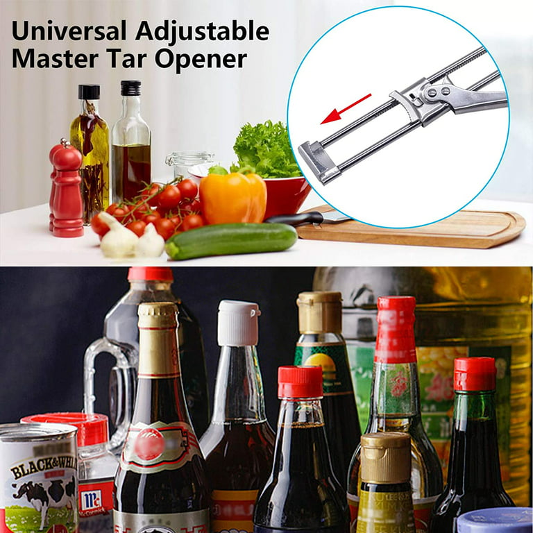 Adjustable Multi-function Bottle Cap Opener Features Adjustable stainless  steel jar bottle opener easy twis…
