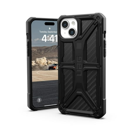 UAG Case Compatible with iPhone 15 Plus Case 6.7" Monarch Carbon Fiber Rugged Heavy Duty Military Grade Drop Tested Protective Cover by URBAN ARMOR GEAR