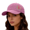 thumbnail image 3 of Helii Washed Cotton Embroidered Flower Baseball Cap Dad Hat: Soft 6 Panel Curved Brim Sun Hat for Women Men Adjustable Floral Sports Cap Pink,One Size, 3 of 4