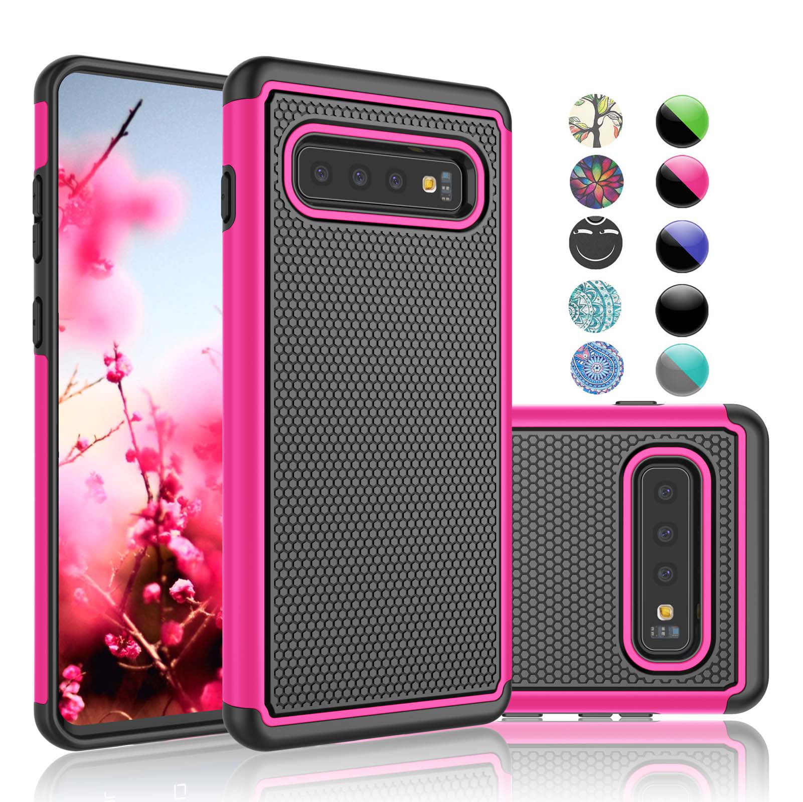 Samsung Galaxy S10 Plus Case, S10 Case, Njjex [Shock Absorption] Dual Hybrid Armor Defender Protective Case Cover for Smamsung Galaxy S10 Plus 6.4" (2019) -Hot Pink -