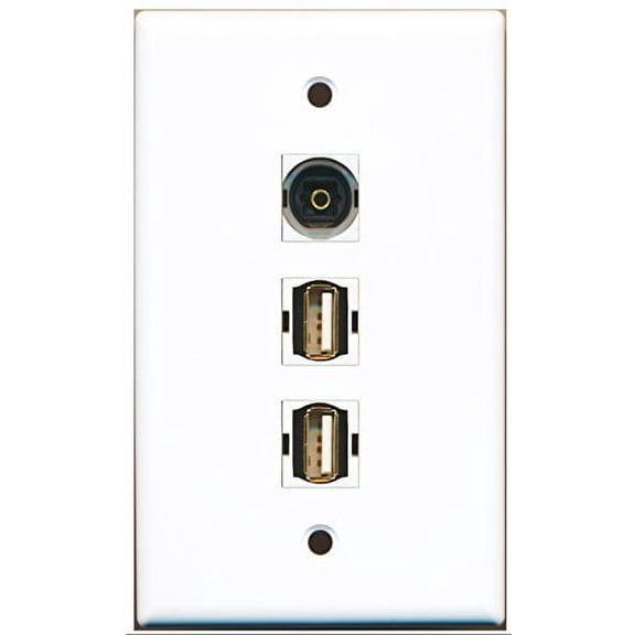 RiteAV - 2 Port USB A-A and 1 Port Toslink Wall Plate