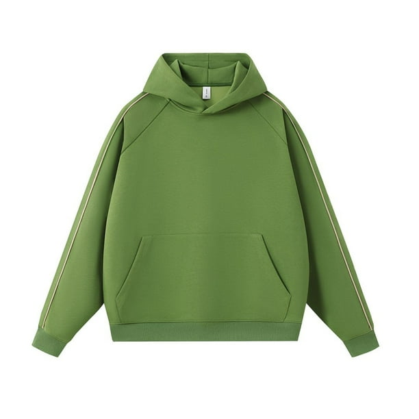 Retro color-blocked striped hooded sweatshirt, unisex, autumn/winter, heavyweight, 380g, loose-fitting casual hoodie.