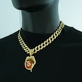 thumbnail image 2 of Hip Hop Cuban Chains Red Tongue Pendant Necklace With 13mm Miami Cuban Chain Iced Out Bling HipHop Necklaces Fashion Jewelry, 2 of 9