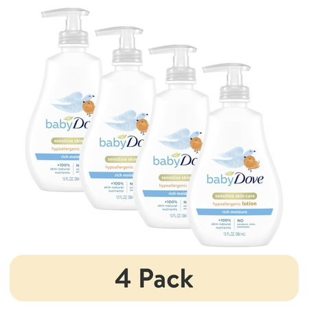 (4 pack) Baby Dove Sensitive Skin Care Body Lotion for Delicate Baby Skin Rich Moisture with 24-Hour Moisturizer 13 Fl oz