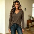 thumbnail image 6 of Long Sleeve Shirts for Women Fall Outfit 2026 Fashion Casual T Shirt V Neck Basic Loose Tunic Tops 2XL, 6 of 7