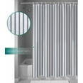 thumbnail image 5 of Navy Blue Striped Shower Curtain Set with Hooks, Navy Blue White Stripes Farmhouse Waterproof Polyester Fabric Stall Shower Curtains for Bathroom 72"W x 72"L (Pack of 1), 5 of 5