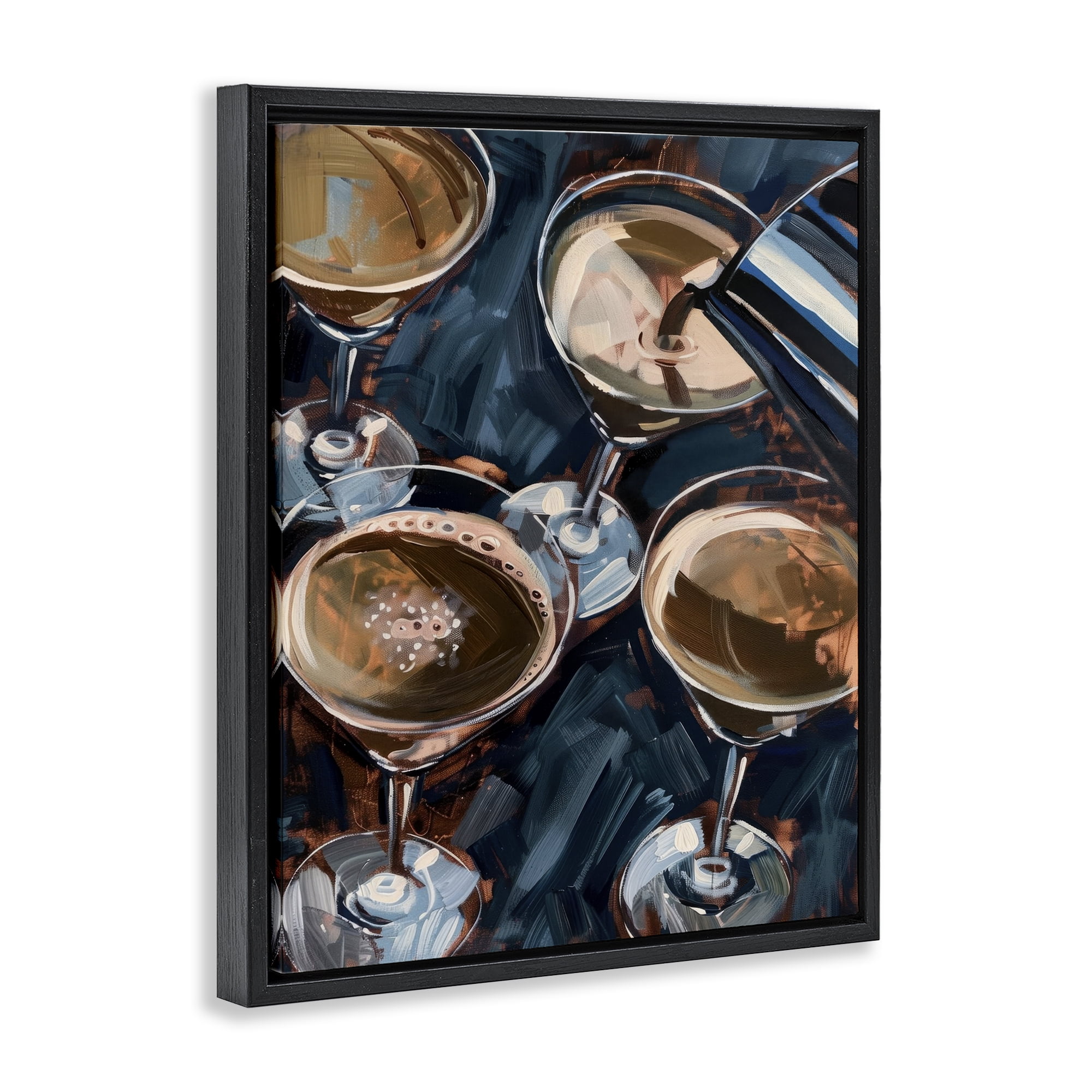 Stupell Industries Pouring Espresso Martini Food & Beverage Painting Black Floater Framed Canvas Art Print Wall Art, 17 x 21