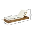 thumbnail image 3 of GDF Studio Outdoor Adjustable Acacia Wood Chaise Lounge with Cream Cushion, 3 of 6