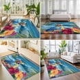 thumbnail image 4 of Large Area Rugs 6'x9', Coastal Tropical Carpet Runner Indoor Outdoor Rugs Home Decor Aesthetic, Summer Oil Painting Parrots Palm Leaves Non Slip Mats Washable Accent Rug for Living Room Bedroom, 4 of 8
