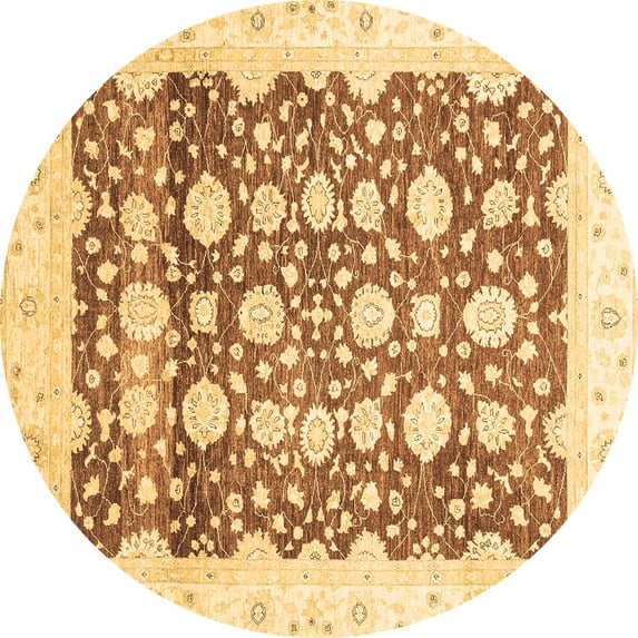 Ahgly Company Indoor Round Oriental Brown Traditional Area Rugs, 8' Round