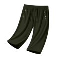 thumbnail image 5 of Wutalume Women's Casual Cotton Linen Drawstring Elastic Waist Straight Leg Capri Pants with Pockets Summer Beach,Army Green L, 5 of 7