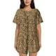 thumbnail image 1 of Fotbe Leopard Print Brown Conjunto de Pijama Estampado para Mujer, 2 Piezas, Ropa de Dormir con Camiseta de Manga Corta y Shorts Suaves-Small, 1 of 6