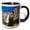 Black/White, variant on 3drose, Yosemite Falls, Yosemite Np, California, Usa, 15oz Two-tone Blue Mug