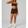 thumbnail image 6 of PISONIC Women Two Piece Workout Sets Support Ruched Cross Back Sports Bras Matching Booty Lifting Shorts Gym Yoga Outfits, 6 of 7