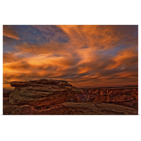 Great BIG Canvas | "Vibrant Sunset Over The Rim Of Canyon De Chelley, Arizona, USA" Art Print - 30x20
