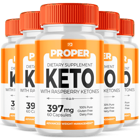 Proper Keto Capsules Advanced Formula Ketosis Support Supplement Raspberry Ketones, 5 Bottle Bundle